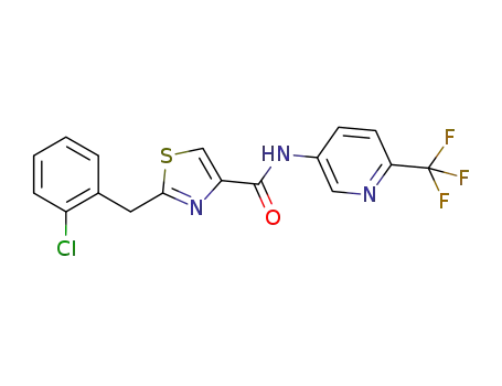 Molecular Structure of 736970-85-7 ({2-[(2-chlorophenyl)methyl](1,3-thiazol-4-yl)}-N-[6-(trifluoromethyl)(3-pyridyl)]carboxamide)