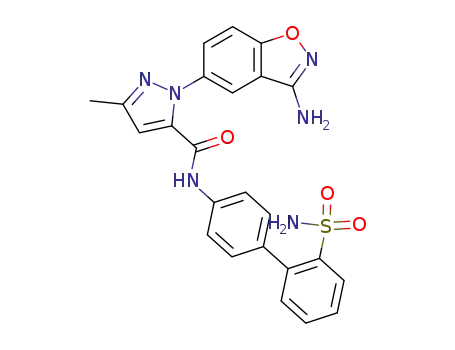 Molecular Structure of 218297-95-1 (1H-Pyrazole-5-carboxamide,
1-(3-amino-1,2-benzisoxazol-5-yl)-N-[2'-(aminosulfonyl)[1,1'-biphenyl]-4
-yl]-3-methyl-)