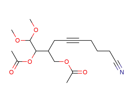 Molecular Structure of 78668-63-0 (5-Decynenitrile, 9-(acetyloxy)-8-[(acetyloxy)methyl]-10,10-dimethoxy-)