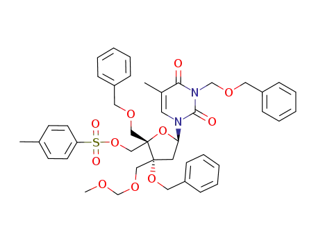 3',5'-di-O-benzyl-3-N-(benzyloxymethyl)-3'-C-((methoxymethoxy)methyl)-4'-C-(p-toluenesulfonyloxymethyl)thymidine