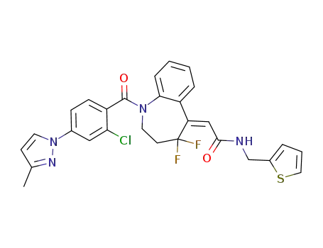(2Z)-2-{1-[2-chloro-4-(3-methyl-1H-pyrazol-1-yl)benzoyl]-4,4-difluoro-1,2,3,4,-tetrahydro-5H-1-benzazepin-5-ylidene}-N-(thiophen-2-ylmethyl)acetamide