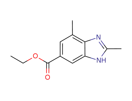 Molecular Structure of 808744-96-9 (1H-Benzimidazole-5-carboxylicacid,2,7-dimethyl-,ethylester(9CI))