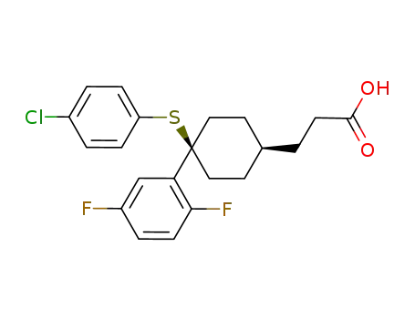Molecular Structure of 863605-38-3 (3-[4-[(4-chlorophenyl)sulfanyl]-4-(2,5-difluorophenyl)cyclohexyl]propanoic acid)