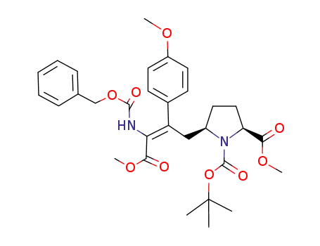 methyl (2S)-cis-(Z)-1-(tert-butyloxycarbonyl)-5-[2'-(4-methoxy-phenyl)-(3'-amino-(N-benzyloxycarbonyl)-3'-methoxycarbonyl)-2'-propenyl] prolinate