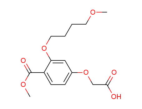 Molecular Structure of 179993-60-3 (Benzoic acid, 4-(carboxymethoxy)-2-(4-methoxybutoxy)-, 1-methyl ester)