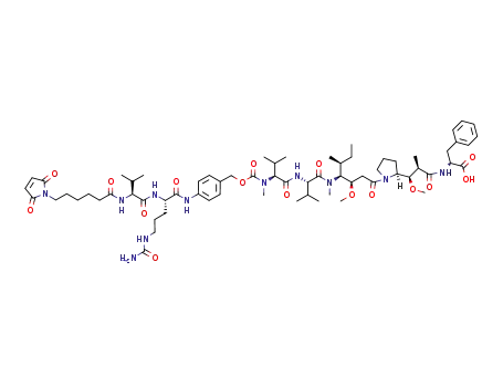 Molecular Structure of 863971-17-9 (maleimidocaproyl-val-citrulline-p-hydroxymethylaminobenzene-N-methylvaline-valine-dolaisoleuine-dolaproine-phenylalanine)