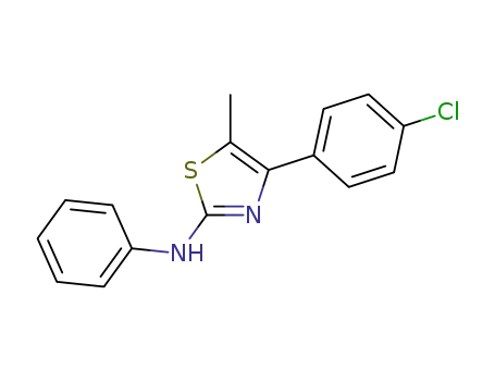 Molecular Structure of 298219-06-4 (4-(4-chlorophenyl)-5-methyl-N-phenylthiazol-2-amine)