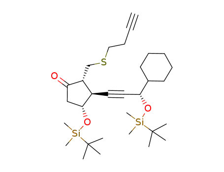 Molecular Structure of 647028-35-1 (2-decarboxy-16,17,18,19,20-pentanor-15-cyclohexyl-2,2,3,3,13,14-hexadehydro-6-thia-PGE<sub>1</sub> 11,15-bis(tert-butyldimethylsilyl ether))