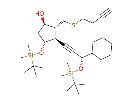 2-decarboxy-16,17,18,19,20-pentanor-15-cyclohexyl-2,2,3,3,13,14-hexadehydro-6-thia-PGF1α 11,15-bis(tert-butyldimethylsilyl ether)