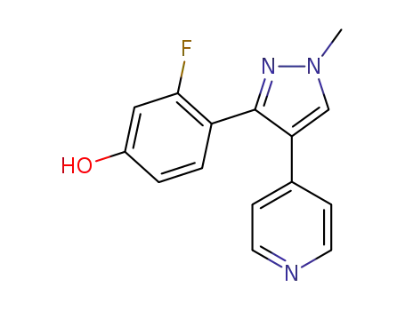 Molecular Structure of 898563-97-8 (Phenol, 3-fluoro-4-[1-methyl-4-(4-pyridinyl)-1H-pyrazol-3-yl]-)