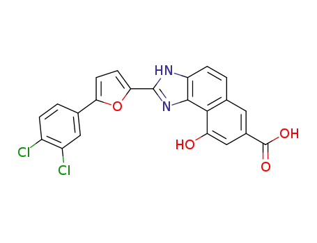 Molecular Structure of 343603-31-6 (2-[5-(3,4-dichlorophenyl)furan-2-yl]-9-hydroxy-3H-naphtho[1,2-d]imidazole-7-carboxylic acid)