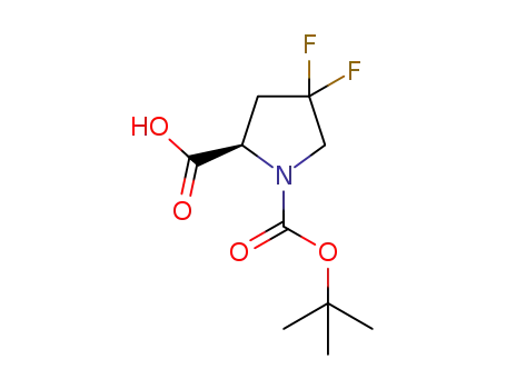Molecular Structure of 536747-87-2 ((R)-1-Boc-4,4-difluoropyrrolidine-2-carboxylic acid)