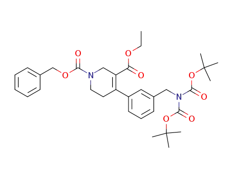 4-{3-[(N,N-bis-tert-butoxycarbonyl)aminomethyl]phenyl}-5,6-dihydro-2H-pyridine-1,3-dicarboxylic acid 1-benzyl ester 3-ethyl ester