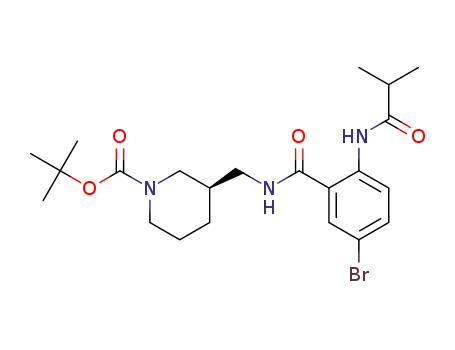 Molecular Structure of 875269-98-0 (tert-butyl (3R)-3-({[5-bromo-2-(isobutyrylamino)benzoyl]amino}-methyl)piperidine-1-carboxylate)