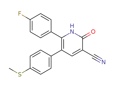 Molecular Structure of 181811-68-7 (1,2-dihydro-6-(4-fluorophenyl)-5-[4-(methylthio)phenyl]-2-oxo-pyridine-3-carbonitrile)