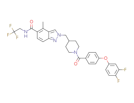Molecular Structure of 1442120-65-1 (2-({1-[4-(3,4-difluorophenoxy)benzoyl]piperidin-4-yl}methyl)-4-methyl-N-(2,2,2-trifluoroethyl)-2H-indazole-5-carboxamide)