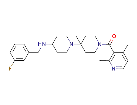 Molecular Structure of 902554-55-6 (1'-[(2,4-dimethylpyridin-3-yl)carbonyl]-N-(3-fluorobenzyl)-4'-methyl-1,4'-bipiperidin-4-amine)