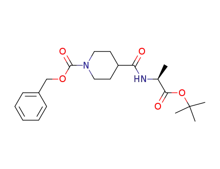 Molecular Structure of 845907-18-8 (1-Piperidinecarboxylic acid,
4-[[[(1S)-2-(1,1-dimethylethoxy)-1-methyl-2-oxoethyl]amino]carbonyl]-,
phenylmethyl ester)