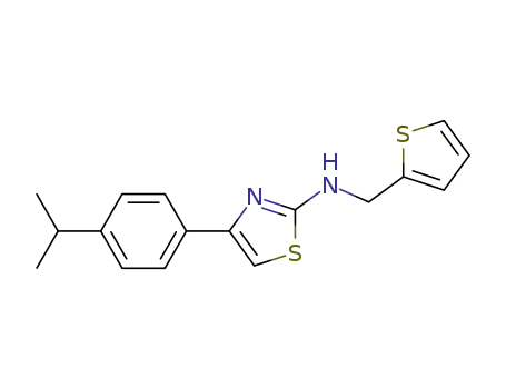 Molecular Structure of 868591-19-9 (4-(4-ISOPROPYLPHENYL)-N-((THIOPHEN-2-YL)METHYL)THIAZOL-2-AMINE)