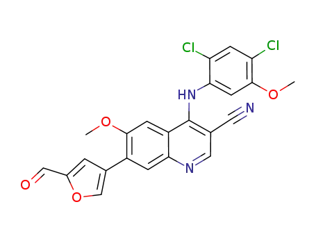 4-[(2,4-dichloro-5-methoxyphenyl)amino]-7-(5-formylfuran-3-yl)-6-methoxyquinoline-3-carbonitrile