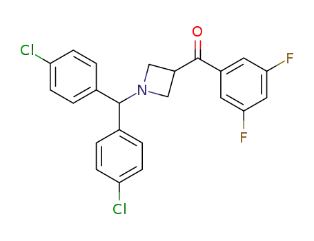 Molecular Structure of 359401-92-6 (Methanone,
[1-[bis(4-chlorophenyl)methyl]-3-azetidinyl](3,5-difluorophenyl)-)