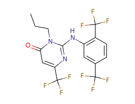 Molecular Structure of 216240-34-5 (2-{2,5-bis(trifluoromethyl)phenyl}amino-3-propyl-6-trifluoromethyl-4(3H)-pyrimidinone)