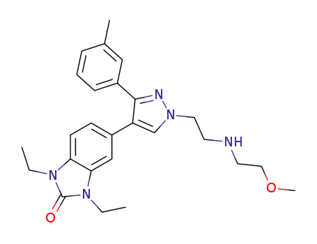 1,3-Diethyl-5-(1-[2-(2-methoxy-ethylamino)-ethyl]-3-m-tolyl-1H-pyrazol-4-yl)-1,3-dihydro-benzoimidazol-2-one