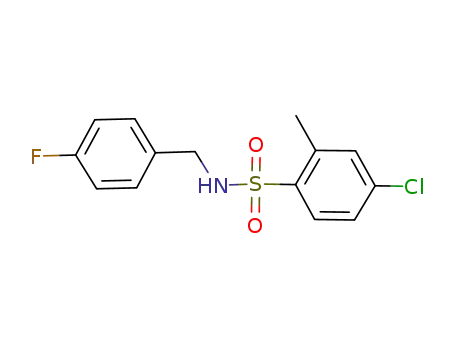 Molecular Structure of 869733-92-6 (4-chloro-2-methyl-benzosulfon-(4-fluorobenzyl)amide)