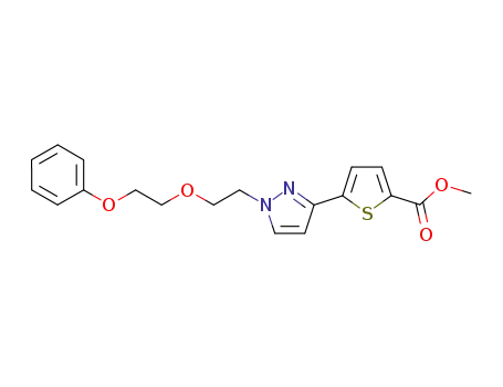 Molecular Structure of 844495-39-2 (2-Thiophenecarboxylic acid,
5-[1-[2-(2-phenoxyethoxy)ethyl]-1H-pyrazol-3-yl]-, methyl ester)