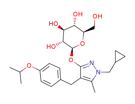 Molecular Structure of 454678-80-9 (1-(cyclopropylmethyl)-3-(β-D-glucopyranosyloxy)-4-[(4-isopropoxyphenyl)methyl]-5-methyl-1H-pyrazole)