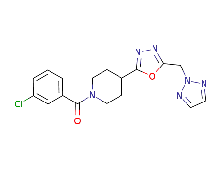(3-chloro-phenyl)-[4-(5-[1,2,3]triazol-2-ylmethyl-[1,3,4]oxadiazol-2-yl)-piperidin-1-yl]-methanone