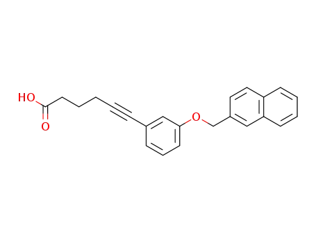 Molecular Structure of 304024-85-9 (6-[3-(naphthalen-2-ylmethoxy)-phenyl]-hex-5-ynoic acid)