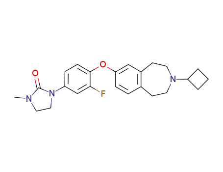 Molecular Structure of 871737-39-2 (1-{4-[(3-cyclobutyl-2,3,4,5-tetrahydro-1H-3-benzazepin-7-yl)oxy]-3-fluorophenyl}-3-methyl-2-imidazolidinone)