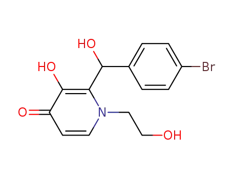 Molecular Structure of 189565-72-8 (4(1H)-Pyridinone,
2-[(4-bromophenyl)hydroxymethyl]-3-hydroxy-1-(2-hydroxyethyl)-)