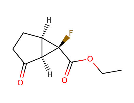 Molecular Structure of 260353-79-5 (Bicyclo[3.1.0]hexane-6-carboxylic acid, 6-fluoro-2-oxo-, ethyl ester,
(1R,5R,6R)-)