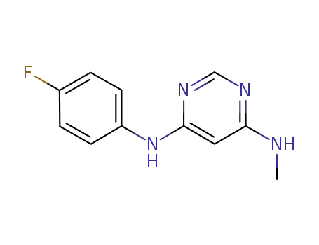 Molecular Structure of 872510-94-6 (4,6-Pyrimidinediamine, N-(4-fluorophenyl)-N'-methyl-)