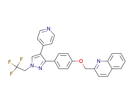 Molecular Structure of 898563-00-3 (2-{4-[4-Pyridin-4-yl-1-(2,2,2-trifluoro-ethyl)-1H-pyrazol-3-yl]-phenoxymethyl}-quinoline)