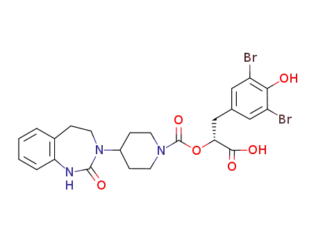 4-(2-oxo-1,2,4,5-tetrahydro-benzo[d][1,3]diazepin-3-yl)-piperidine-1-carboxylic acid (R)-1-carboxy-2-[3,5-dibromo-4-hydroxy-phenyl]-ethyl ester