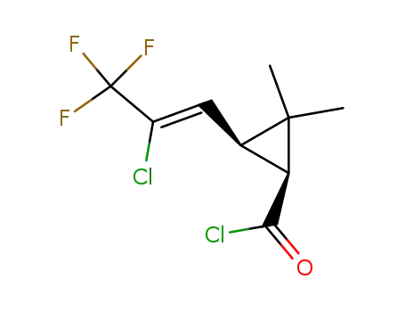 Molecular Structure of 76496-71-4 (Z-cis-3-(2-chloro-3，3，3-trifluoro-1-propenyl)-2，2-dimethylcyclopropane carbonyl chloride)