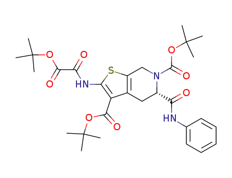 Molecular Structure of 330194-94-0 (2-(tert-butoxyoxalyl-amino)-5-(S)-phenylcarbamoyl-4,7-dihydro-5H-thieno[2,3-c]pyridine-3,6-dicarboxylic acid di-tert-butyl ester)