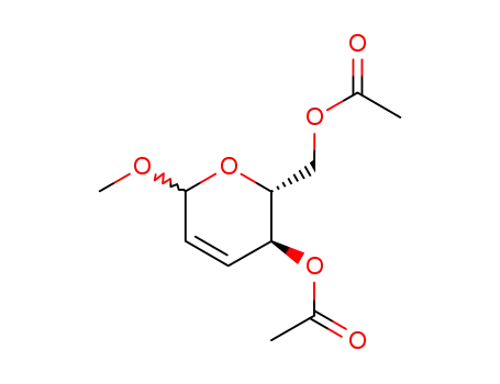 Molecular Structure of 3427-20-1 (methyl 4,6-di-O-acetyl-2,3-dideoxy-D-erythro-hex-2-enopyranoside)