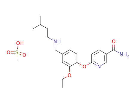 Molecular Structure of 676495-42-4 (6-[4-((3-methyl-butylamino)-methyl)-2-ethoxyphenoxy]nicotinamide methanesulfonate salt)