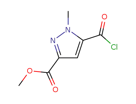 Molecular Structure of 203792-49-8 (1H-Pyrazole-3-carboxylic acid, 5-(chlorocarbonyl)-1-methyl-, methyl ester (9CI))