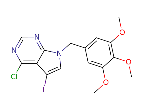 7H-Pyrrolo[2,3-d]pyrimidine,
4-chloro-5-iodo-7-[(3,4,5-trimethoxyphenyl)methyl]-