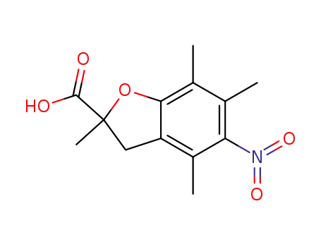 Molecular Structure of 784163-71-9 (2-Benzofurancarboxylic acid, 2,3-dihydro-2,4,6,7-tetramethyl-5-nitro-)