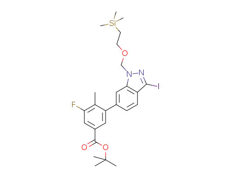 1,1-dimethylethyl 3-fluoro-5-[3-iodo-1-({[2-(trimethylsilyl)ethyl]oxy}methyl)-1H-indazol-6-yl]-4-methylbenzoate