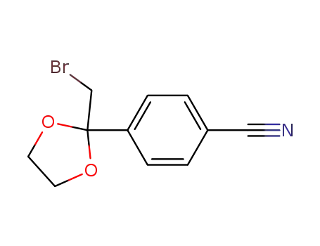 Molecular Structure of 60207-22-9 (4-[2-(BROMOMETHYL)-1,3-DIOXOLAN-2-YL]BENZONITRILE)