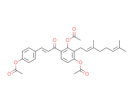 Molecular Structure of 791113-09-2 (4,2',4'-triacetoxy-3'-geranylchalcone)
