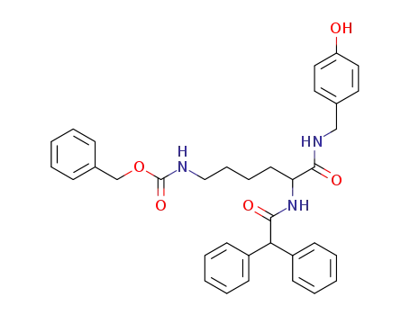 Molecular Structure of 164645-95-8 ((R,S)-N<sub>2</sub>-(Diphenylacetyl)-N-[(4-hydroxyphenyl)-methyl]-N<sub>6</sub>-[(phenylmethoxy)carbonyl]-lysinamide)