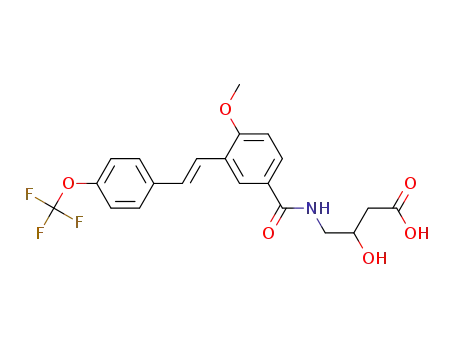 Molecular Structure of 858124-22-8 (3-hydroxy-4-{4-methoxy-3-[(E)-2-(4-trifluoromethoxyphenyl)vinyl]benzoylamino}butyric acid)